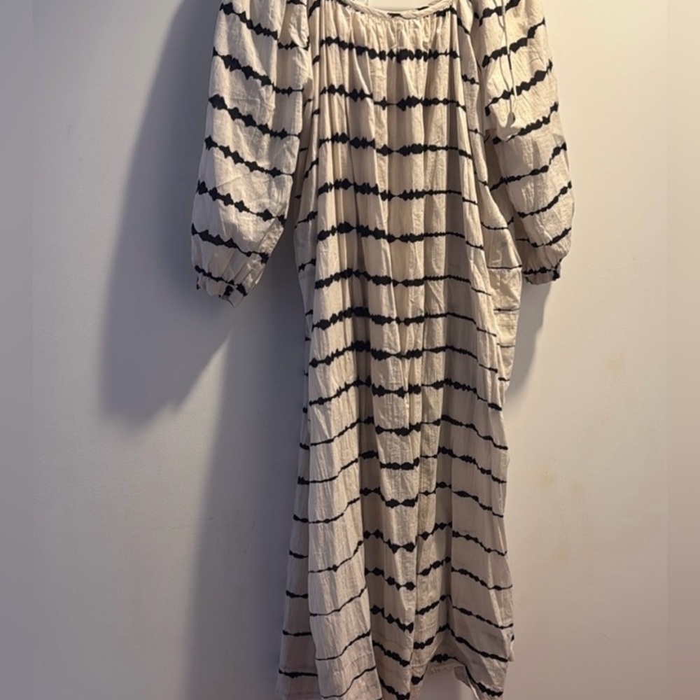 Matta Black and White Striped Long Sleeve Dress with belt - Picture 3 of 3